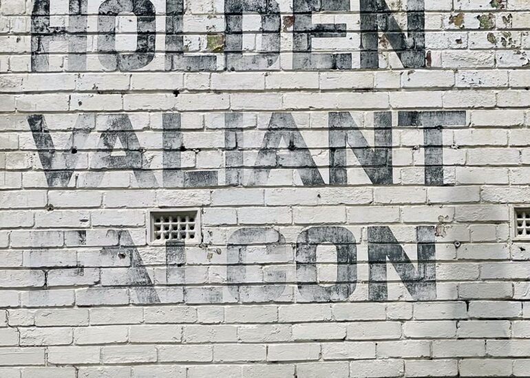 Faded Holden, Valiant and Falcon lettering painted on whitewashed brick, Melbourne inner north, hidden__north documentary photography