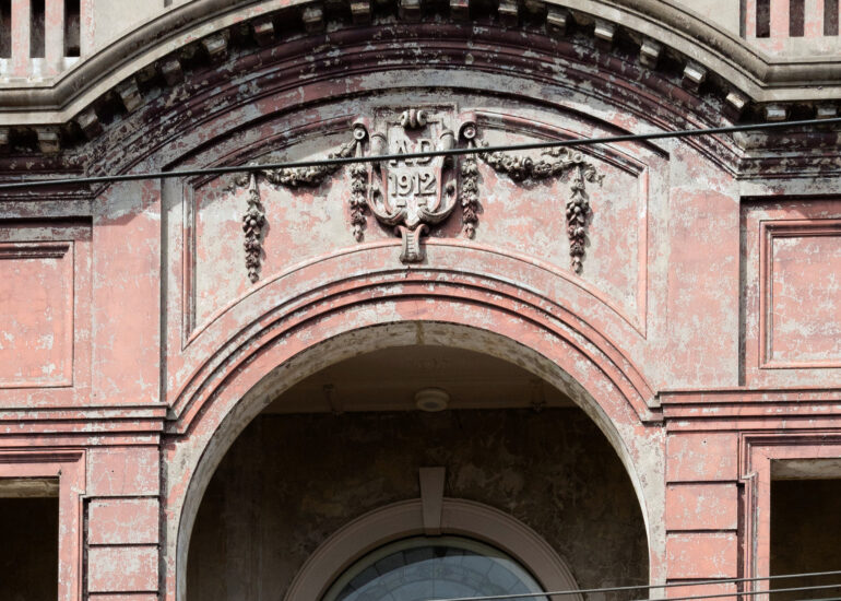 Pink arched Edwardian facade, Northcote, Melbourne inner north, hidden__north documentary photography