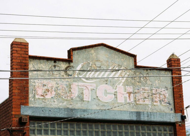 Faded quality butcher ghost sign, Melbourne inner north, hidden__north documentary photography