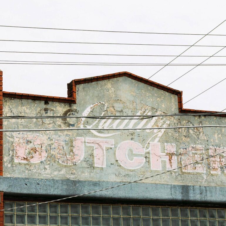 Faded quality butcher ghost sign, Melbourne inner north, hidden__north documentary photography